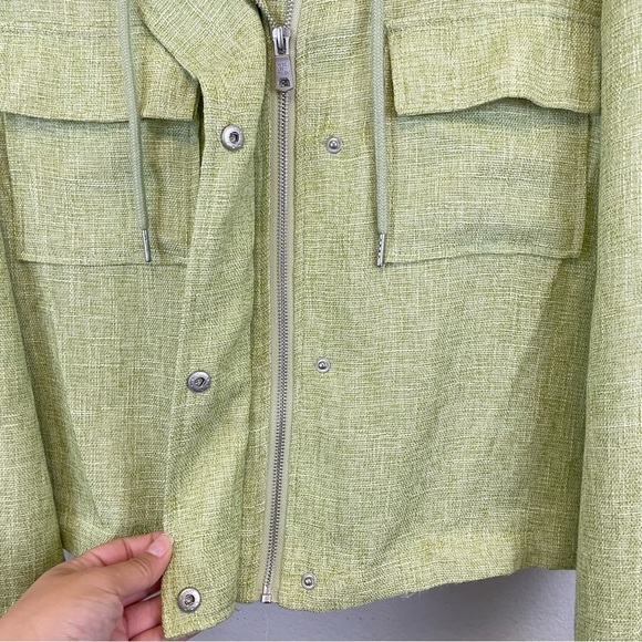 Avec Les Filles Green Hooded Utility Short Jacket Size Large - Picture 4 of 10